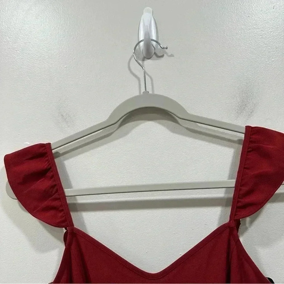 ๐ Rachel Rachel Roy lona Sweetheart Neck Flutter Sleeve Jumpsuit Red Medium - Picture 5 of 10
